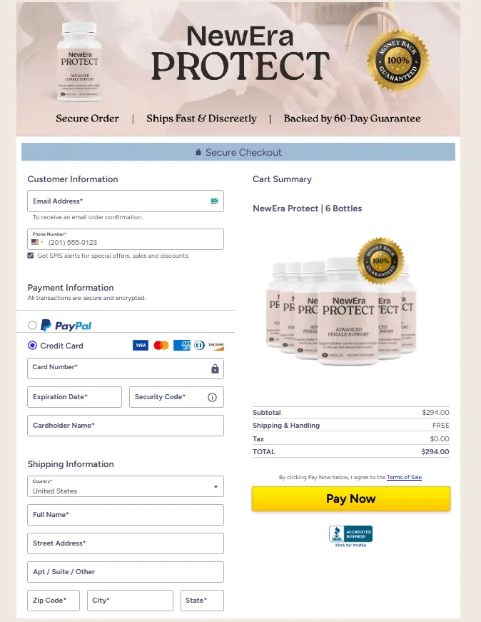 NewEra Protect Secure 256-Bit SSL Checkout Security Seals and Payment Options